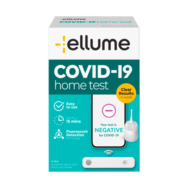 Ellume COVID Test Kit, At Home COVID-19 Home Test Kit, Rapid Antigen Self Test, Results in 15 minutes to your free mobile app, FDA Emergency Use Authorization, 1 Pack