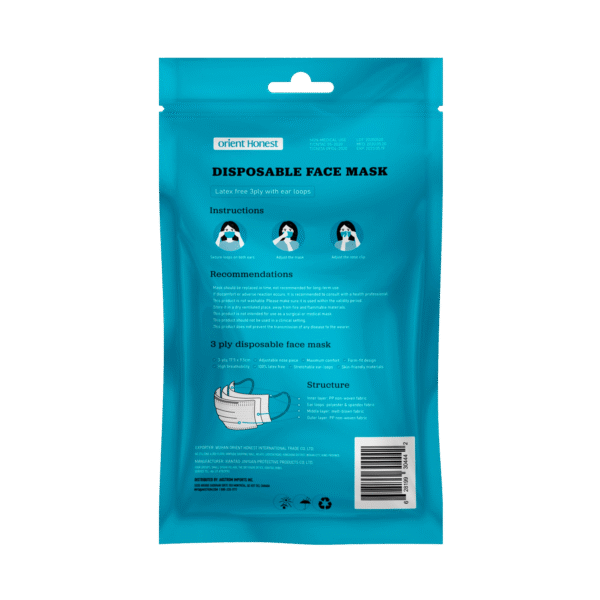 10 ct. Pack, Disposable 3-Ply Face Masks - Image 2