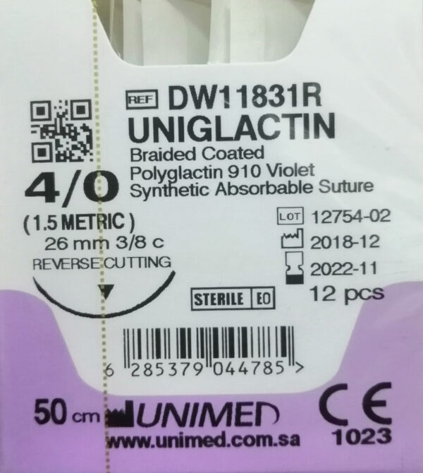 خيط فيكريل VICRYL 4/0 26MM 3/8C CUTTING