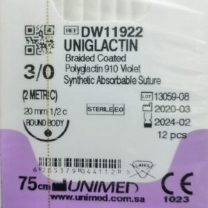 خيط فيكريل VICRYL SUTURE 3/0 20MM 1/2C ROUND