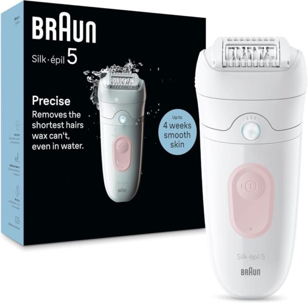 براون سيلك ابيل SE2-011 ، ألة إزالة الشعر، مع 2 ملحقات Braun Silk-Epil 5 Epilator, 40 Min Cordless use, with 2 Extras- Skin Contact Cap & Pouch SE